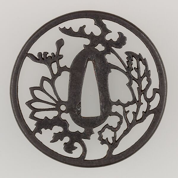 Sword Guard (Tsuba), Iron, copper, Japanese