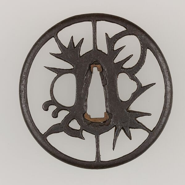 Sword Guard (Tsuba), Iron, copper, Japanese 