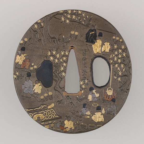 Sword Guard (Tsuba), Copper-silver alloy (shibuichi), copper, Japanese 