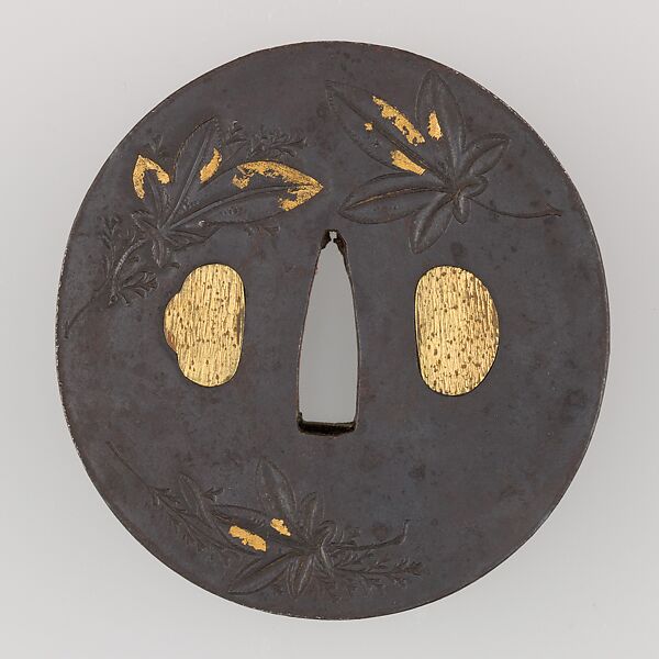 Sword Guard (Tsuba), Iron, gold, copper, Japanese