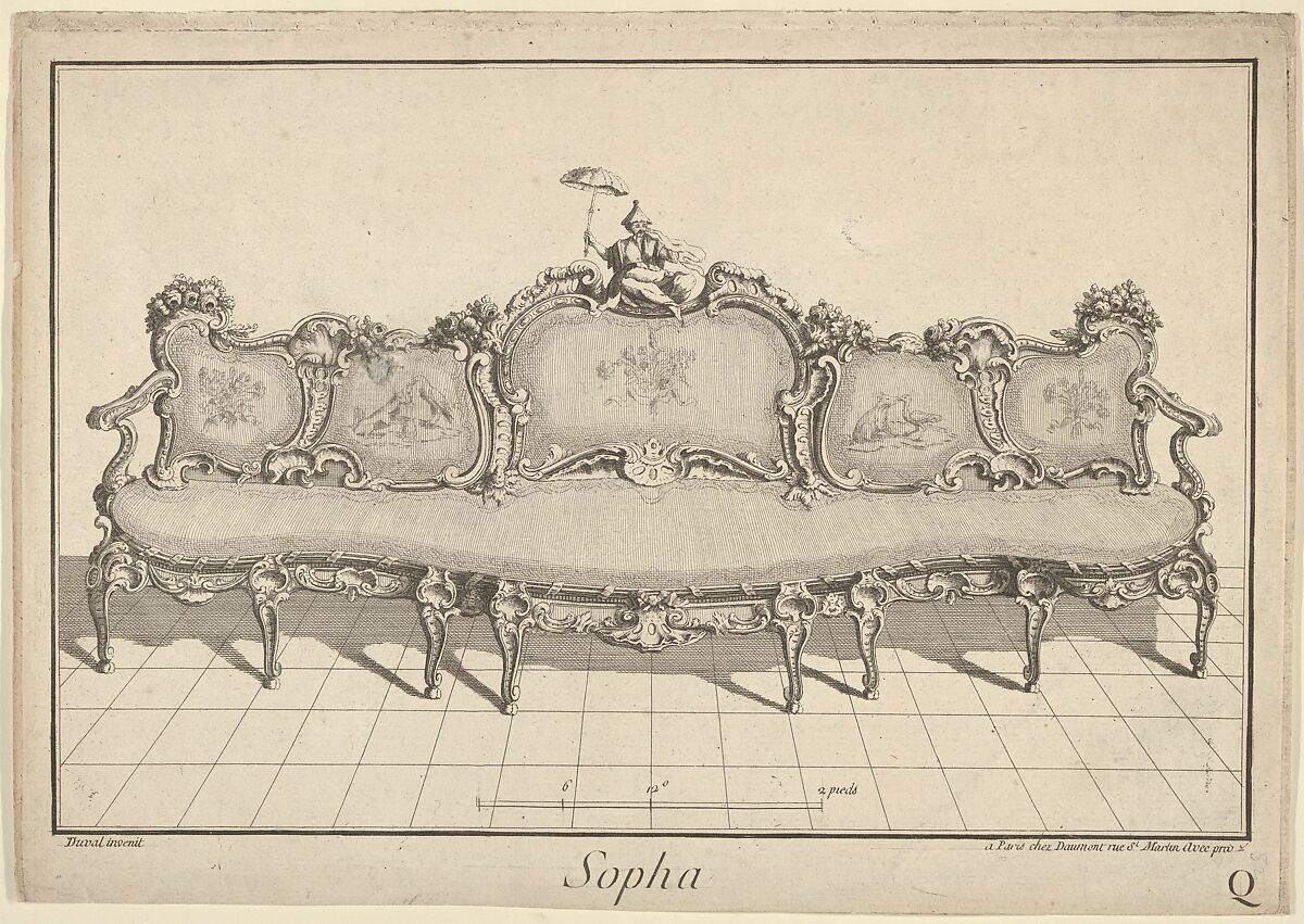 Design for a Sofa, from: Nouvelle Iconographie Historique III, series Q, Duval (active ca. 1750 (?)–1780), Etching and engraving 