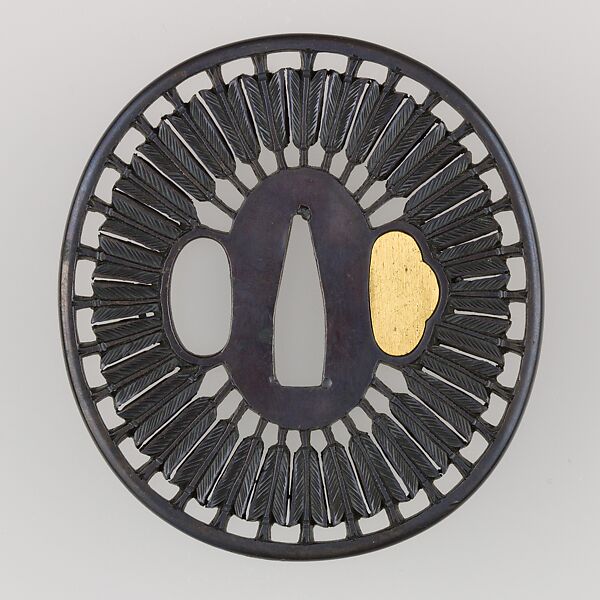 Sword Guard (Tsuba), Copper-gold alloy (shakudō), copper, Japanese