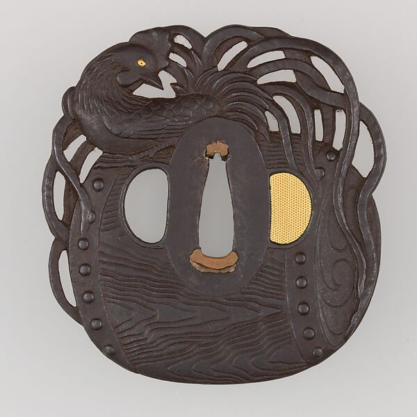 Sword Guard (Tsuba), Iron, copper, Japanese 