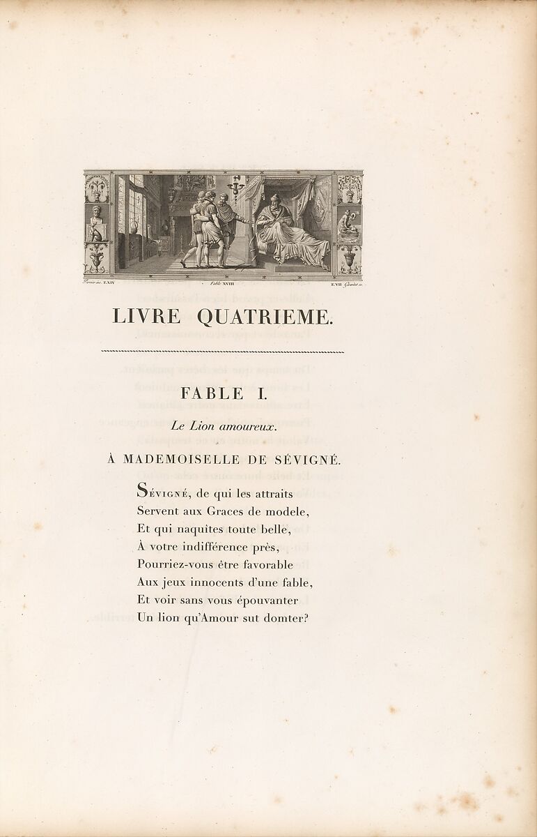 Fables, Written by Jean de La Fontaine (French, Château-Thierry 1621–1695 Paris), Printed book with engraved headpiece illustrations