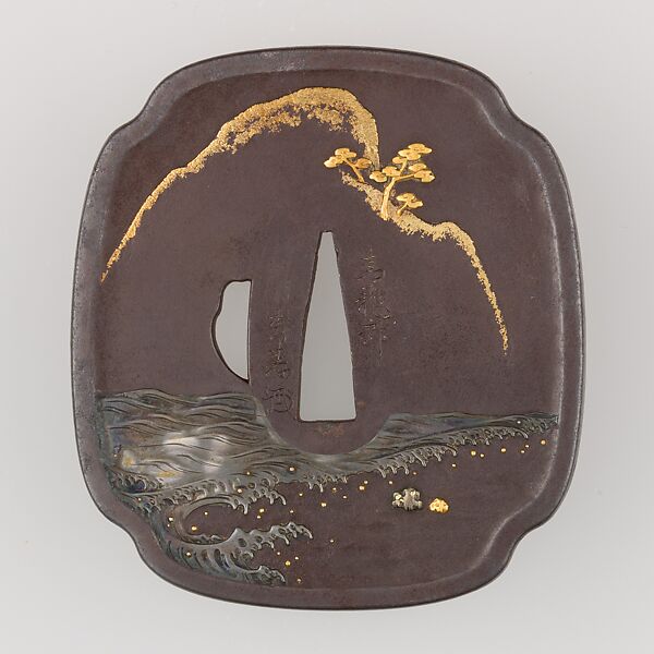 Sword Guard (Tsuba), Iron, gold, copper, Japanese