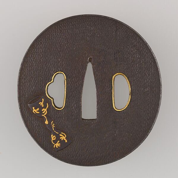 Sword Guard (Tsuba), Iron, gold, copper, Japanese