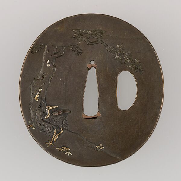 Sword Guard (Tsuba), Copper-silver alloy (shibuichi), copper, Japanese