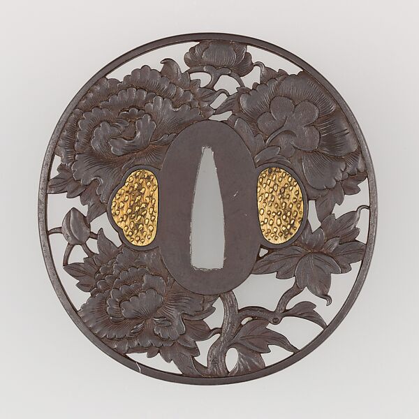 Sword Guard (Tsuba), Iron, copper, Japanese