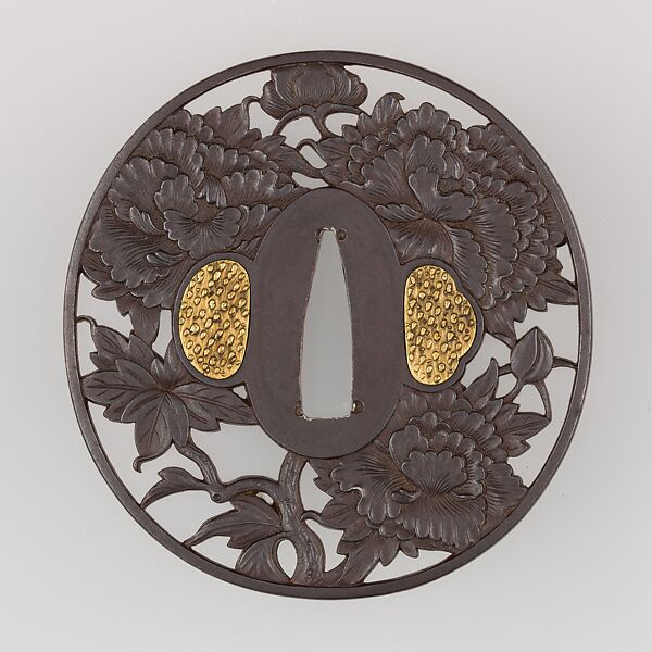 Sword Guard (Tsuba), Iron, copper, Japanese 