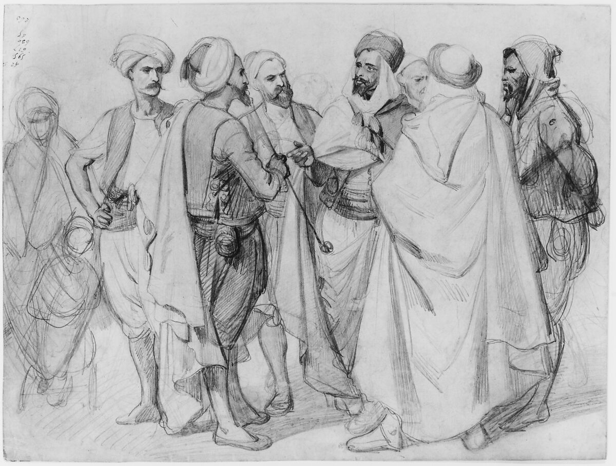 Study for "Types de races algériennes", Henri-Félix-Emmanuel Philippoteaux (French, Paris 1815–1884 Paris), Graphite