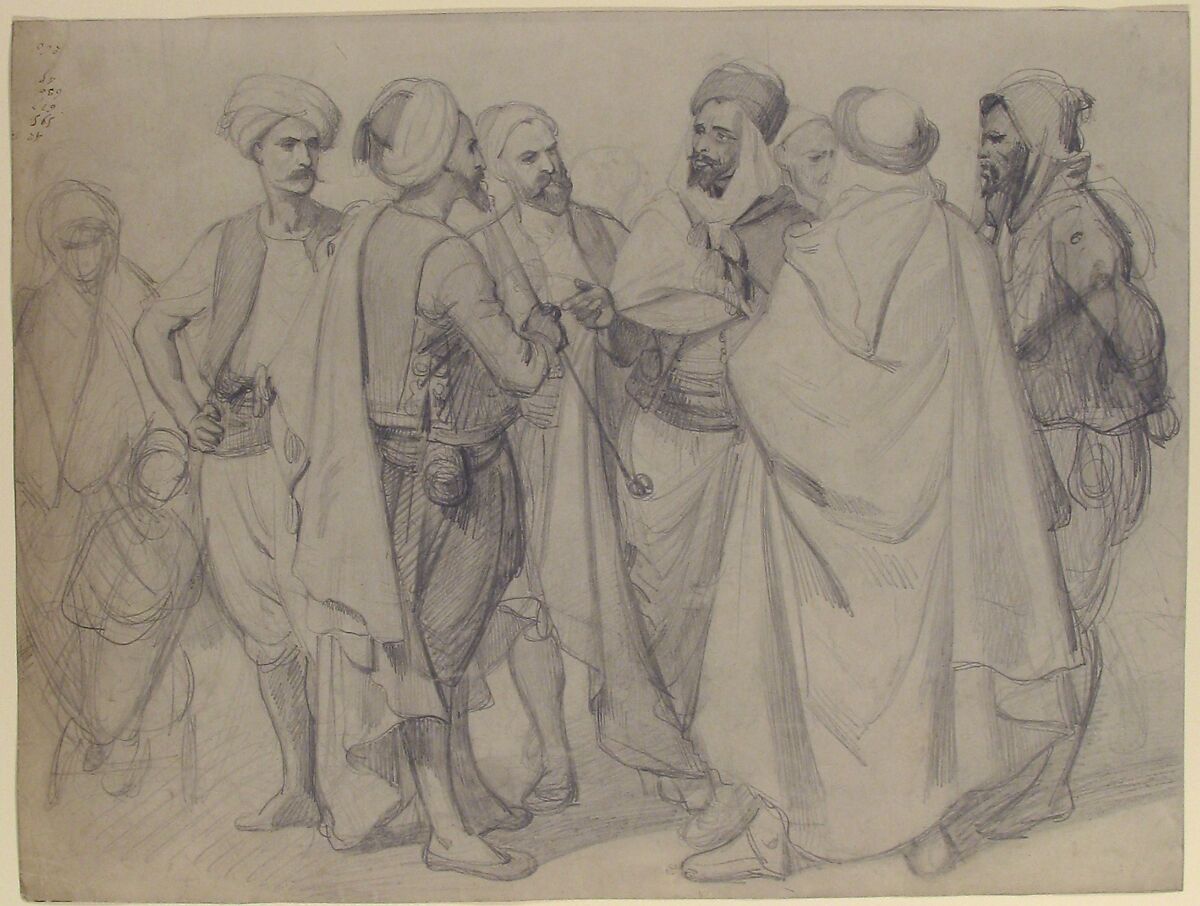 Study for "Types de races algériennes", Henri-Félix-Emmanuel Philippoteaux (French, Paris 1815–1884 Paris), Graphite