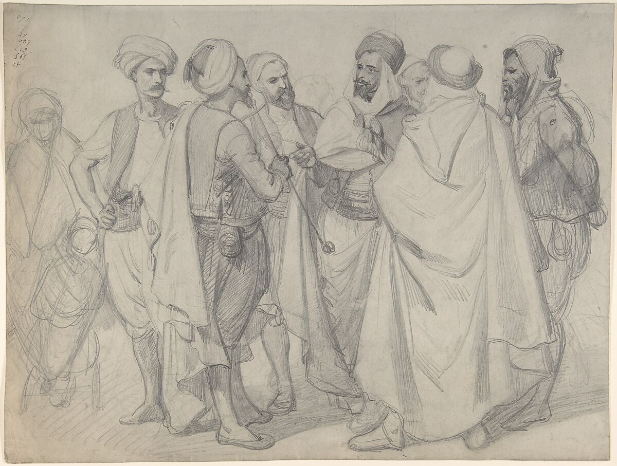 Study for 'Types de races algériennes', Henri-Félix-Emmanuel Philippoteaux (French, Paris 1815–1884 Paris), Graphite on wove paper 