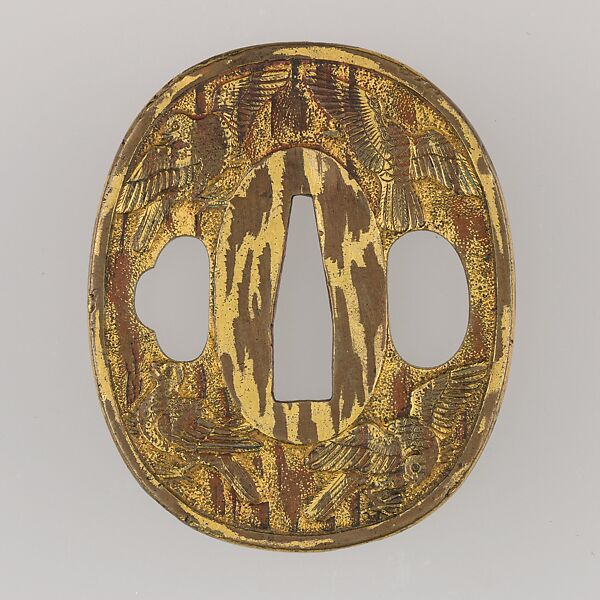 Sword Guard (Tsuba), Copper, gold, Japanese
