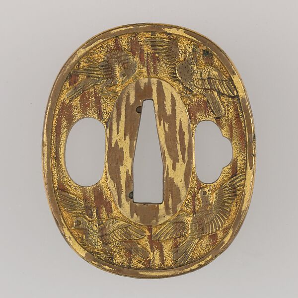 Sword Guard (Tsuba), Copper, gold, Japanese 