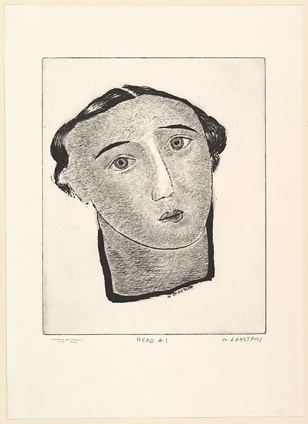Head #1, George Constant (American (born Greece), Arahova 1892–1978 New York), Drypoint 