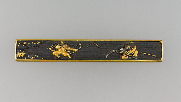 Knife Handle (Kozuka), Copper-gold alloy (shakudō), gold, silver, Japanese 