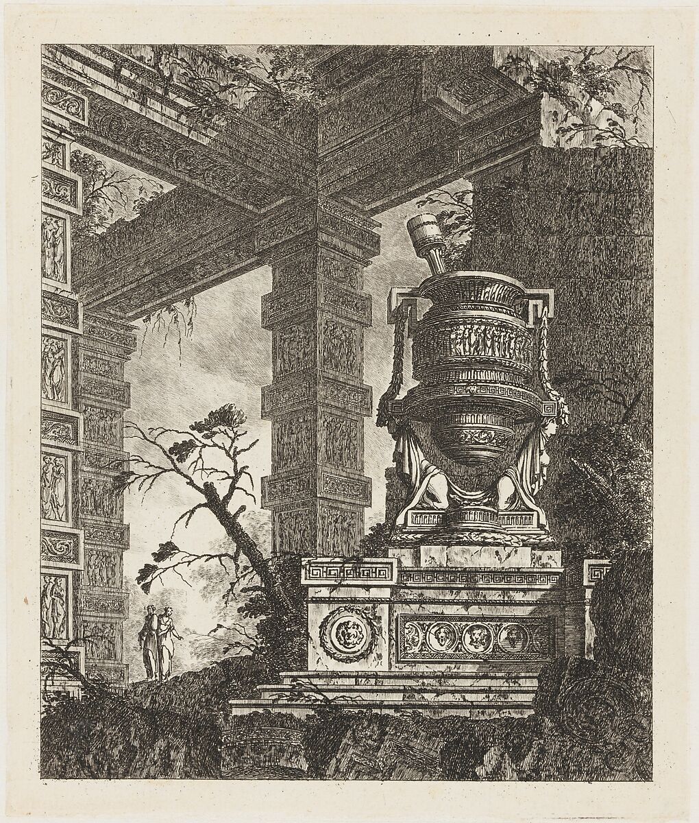 Collection of Different Subjects of Vases, Tombs, Ruins and Fountains..., Jean Laurent Legeay (French, Paris ca. 1710–after 1788 Rome), Etching 