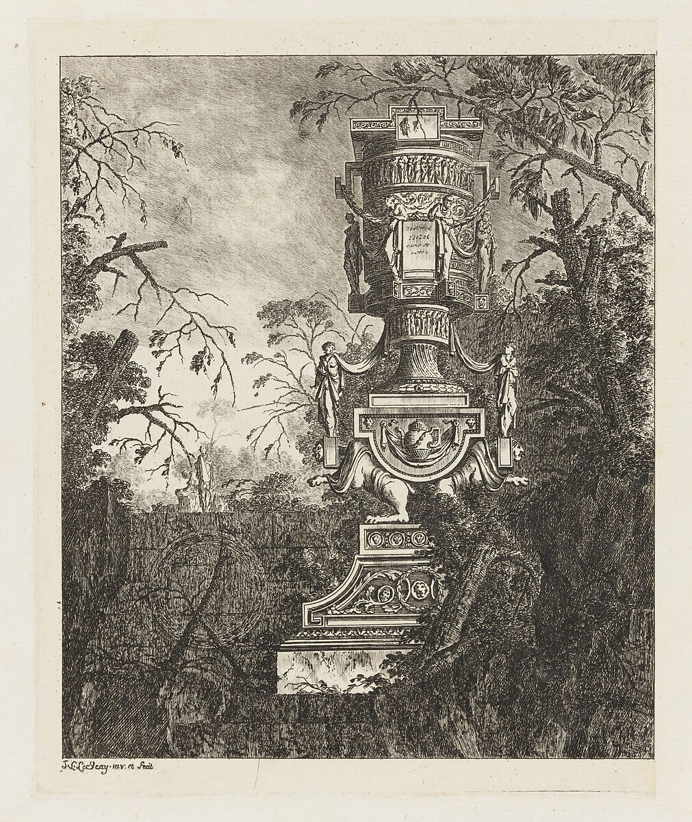Collection of Different Subjects of Vases, Tombs, Ruins and Fountains..., Jean Laurent Legeay (French, Paris ca. 1710–after 1788 Rome), Etching