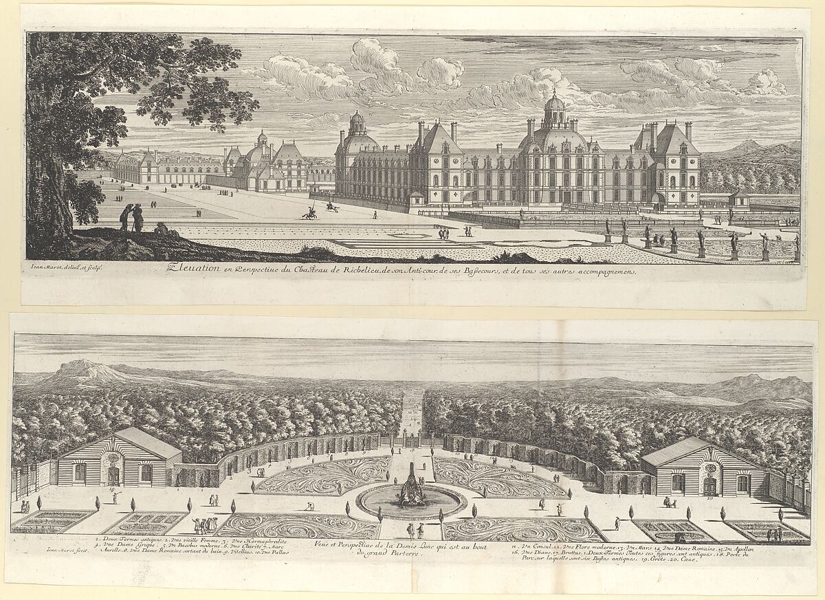 Le Magnifique Chateau de Richelieu, Engraved by Jean Marot (French, Paris 1619–1679 Paris), Etching 