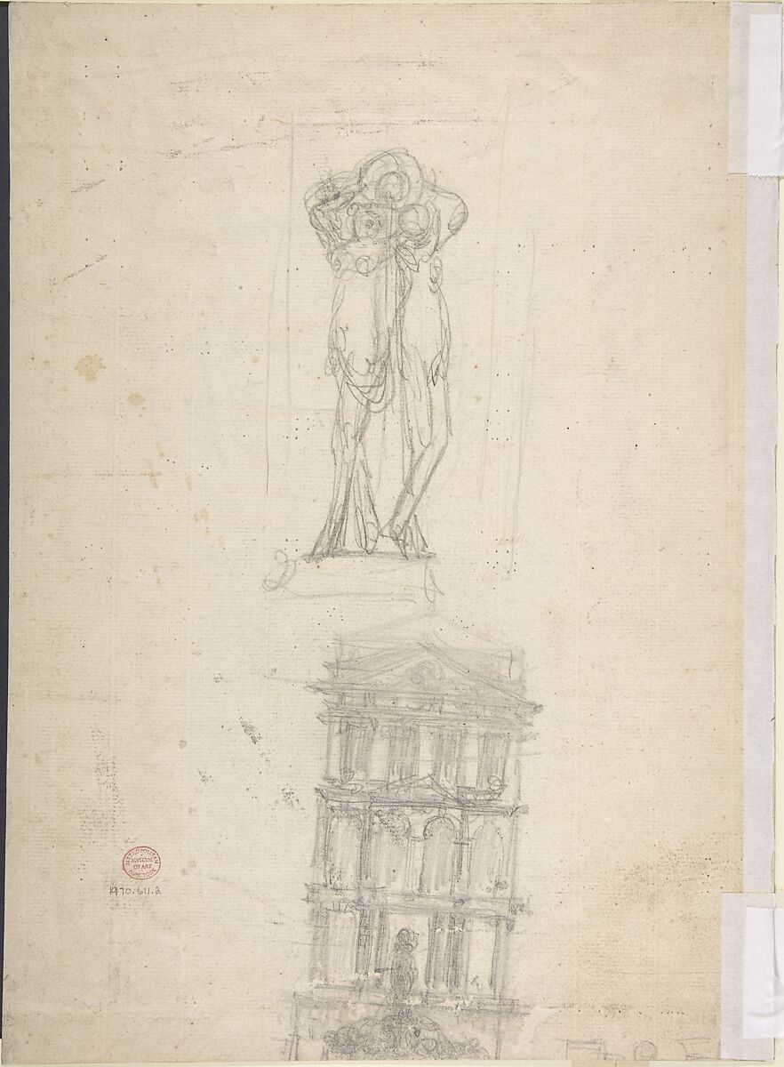 Design for Festival Architecture for an Entry into Paris for the King of Sweden, Fredrerick I of Hesse, Guillaume Thomas Raphaël Taraval (French, Paris 1701–1750 Stockholm), Pen and brown ink, brush and gray wash