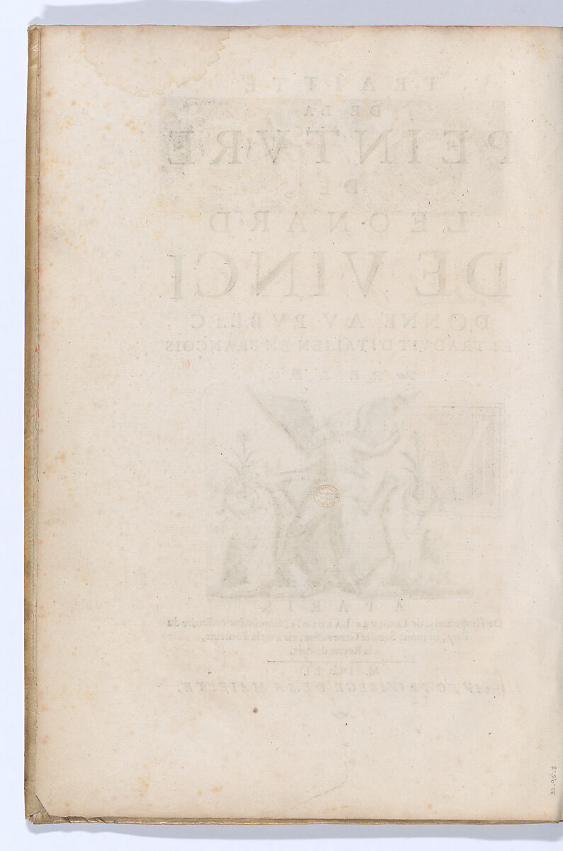 Traitté de la Peinture, Written by Leonardo da Vinci (Italian, Vinci 1452–1519 Amboise), Printed book