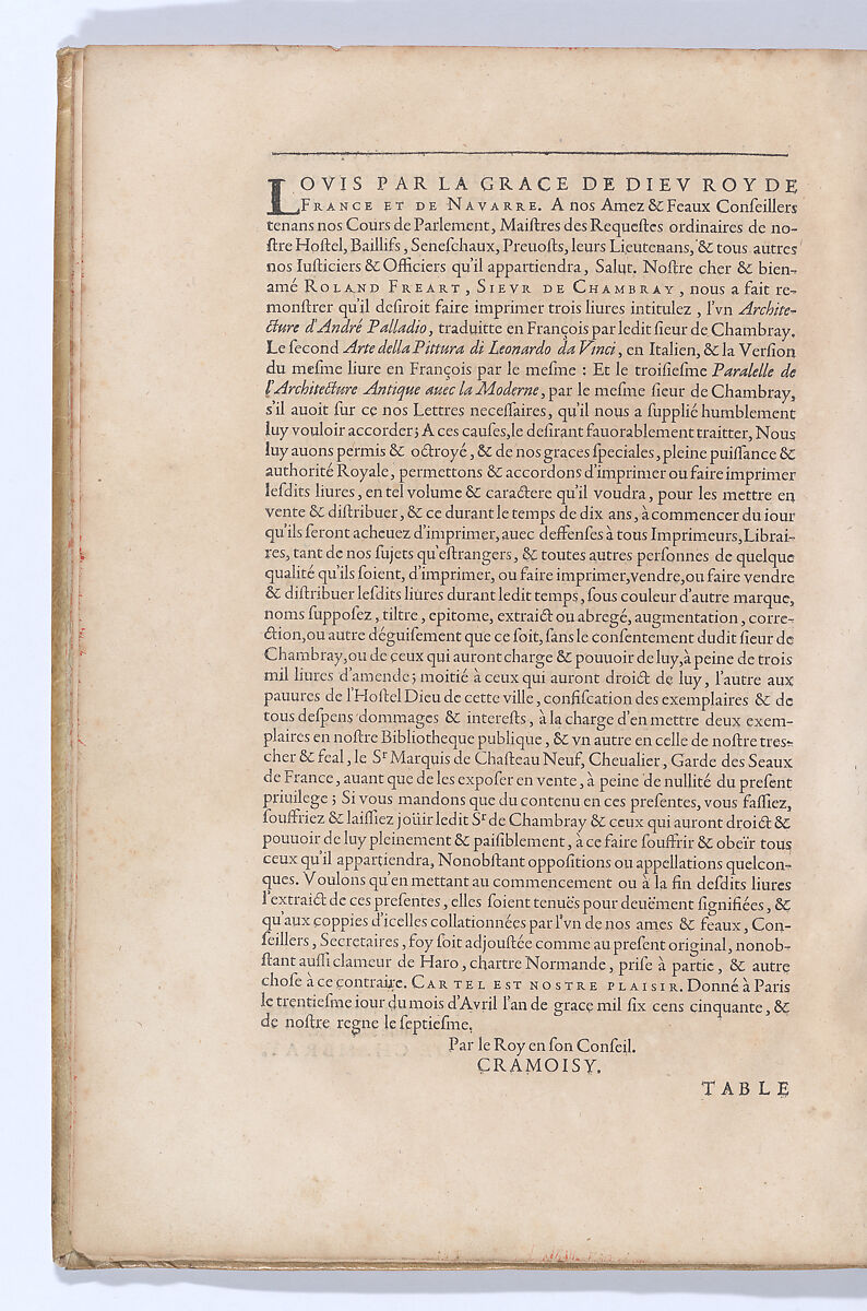 Traitté de la Peinture, Written by Leonardo da Vinci (Italian, Vinci 1452–1519 Amboise), Printed book