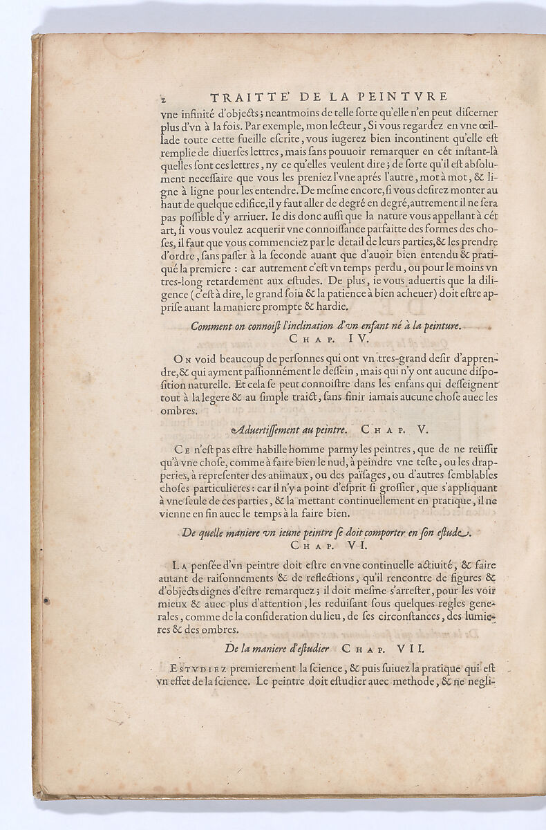 Traitté de la Peinture, Written by Leonardo da Vinci (Italian, Vinci 1452–1519 Amboise), Printed book