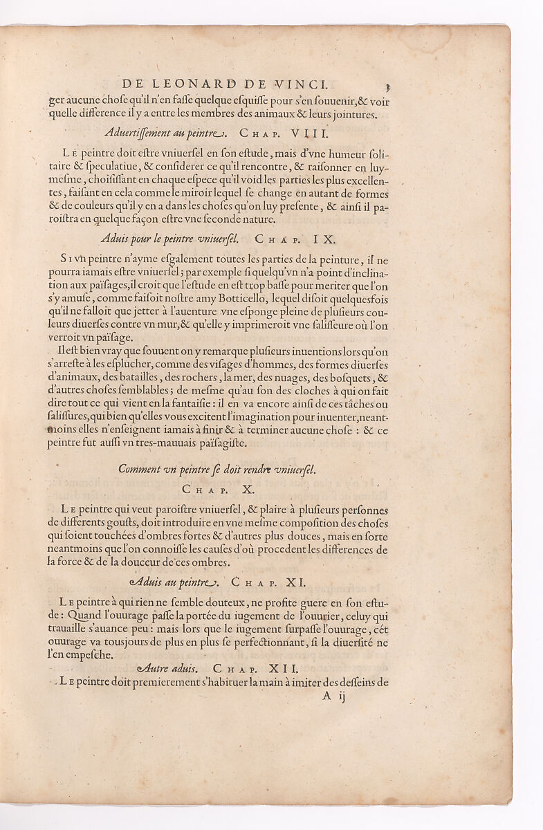 Traitté de la Peinture, Written by Leonardo da Vinci (Italian, Vinci 1452–1519 Amboise), Printed book