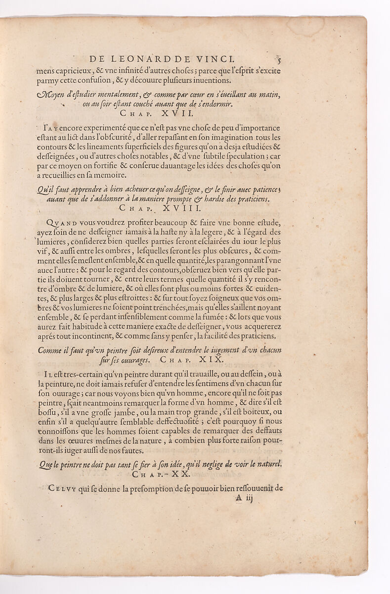 Traitté de la Peinture, Written by Leonardo da Vinci (Italian, Vinci 1452–1519 Amboise), Printed book