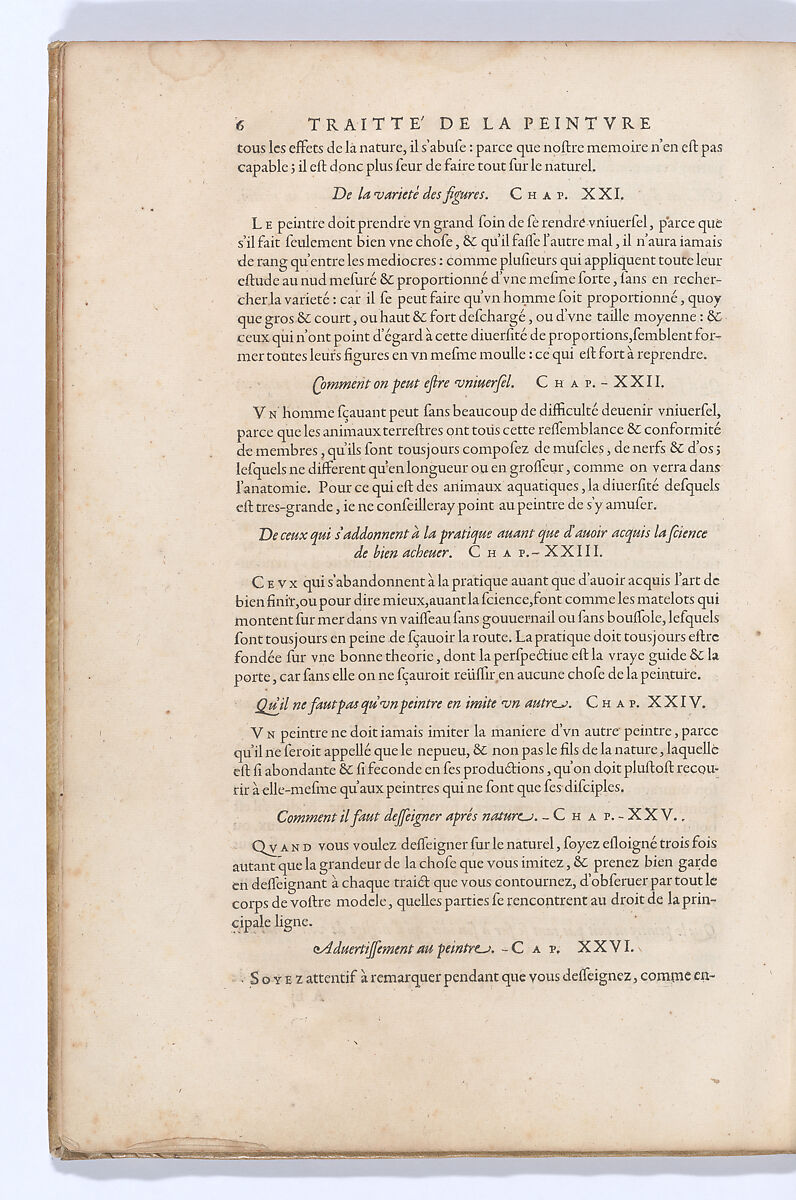 Traitté de la Peinture, Written by Leonardo da Vinci (Italian, Vinci 1452–1519 Amboise), Printed book