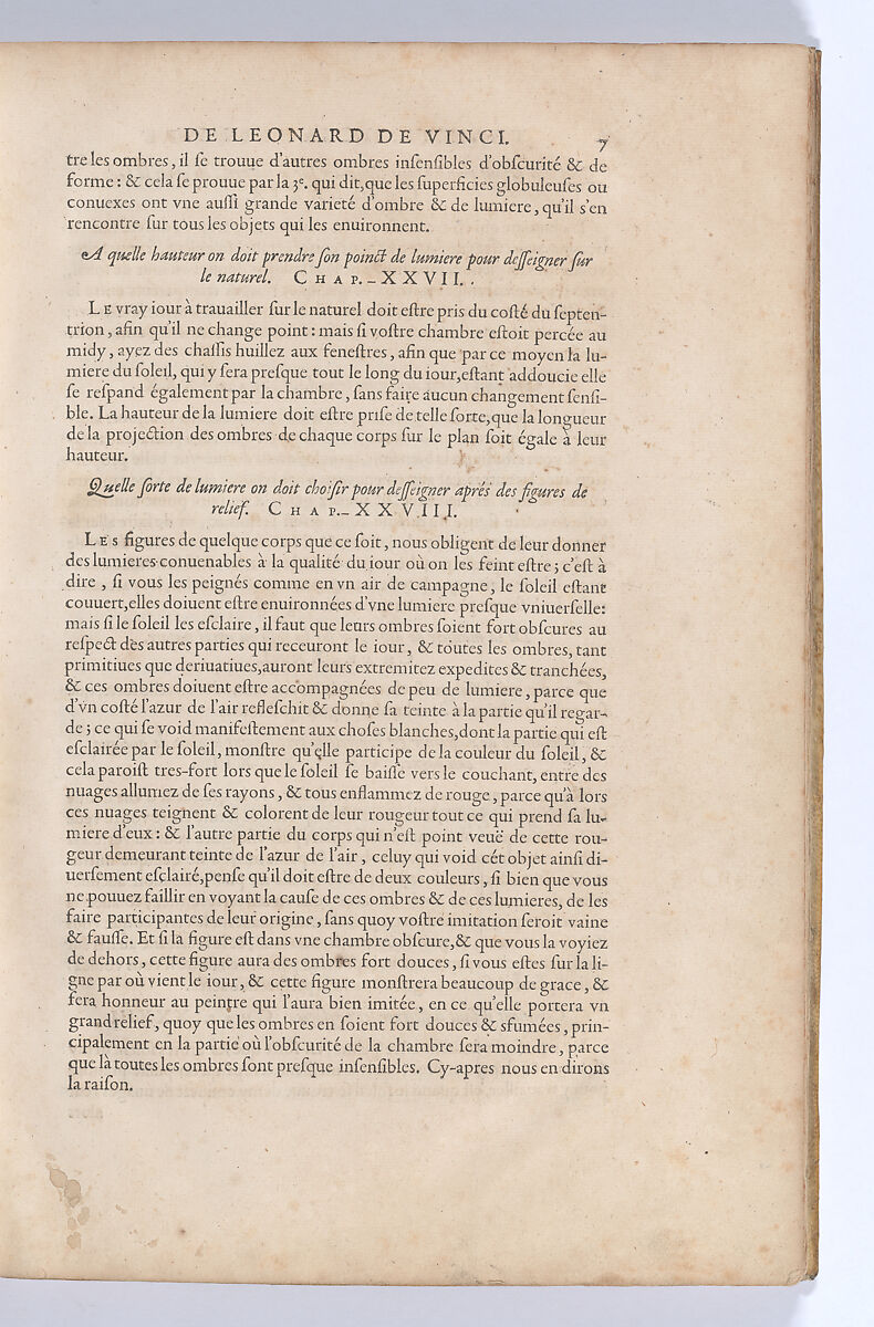 Traitté de la Peinture, Written by Leonardo da Vinci (Italian, Vinci 1452–1519 Amboise), Printed book