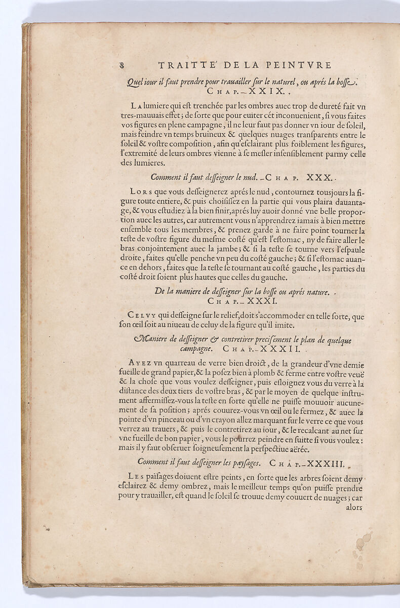 Traitté de la Peinture, Written by Leonardo da Vinci (Italian, Vinci 1452–1519 Amboise), Printed book