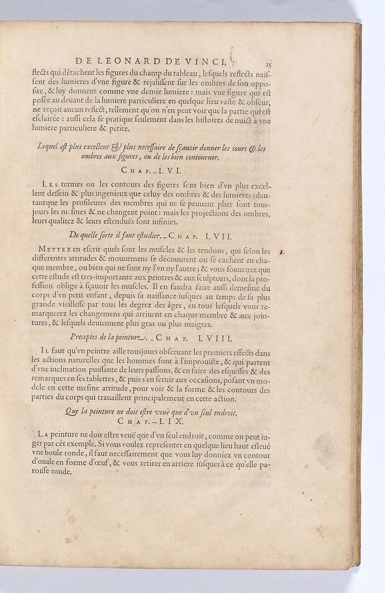 Traitté de la Peinture, Written by Leonardo da Vinci (Italian, Vinci 1452–1519 Amboise), Printed book
