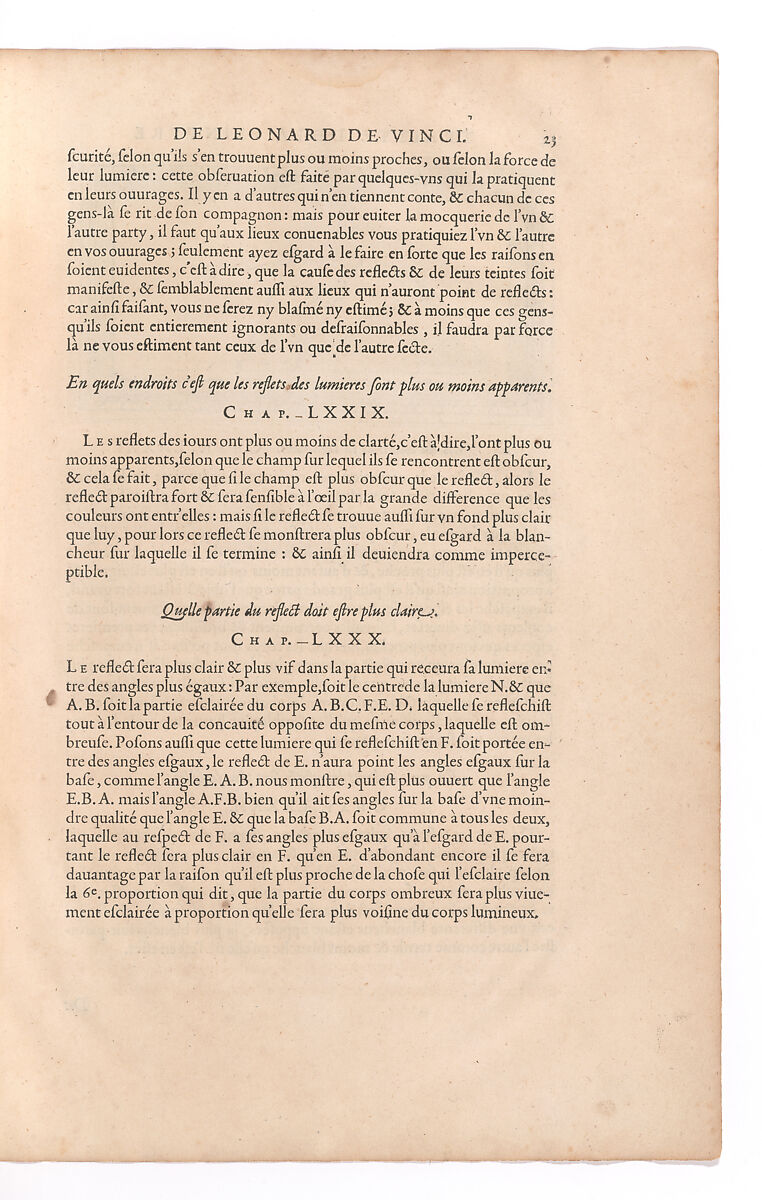 Traitté de la Peinture, Written by Leonardo da Vinci (Italian, Vinci 1452–1519 Amboise), Printed book