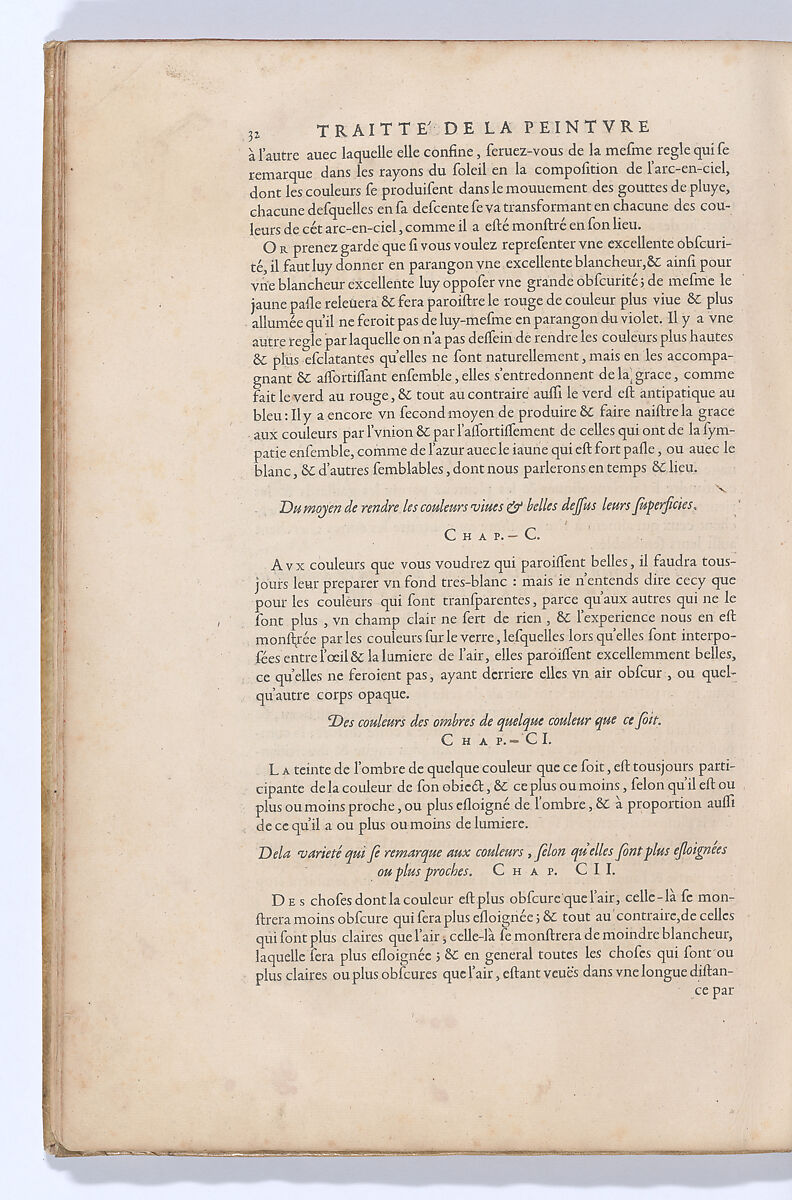Traitté de la Peinture, Written by Leonardo da Vinci (Italian, Vinci 1452–1519 Amboise), Printed book