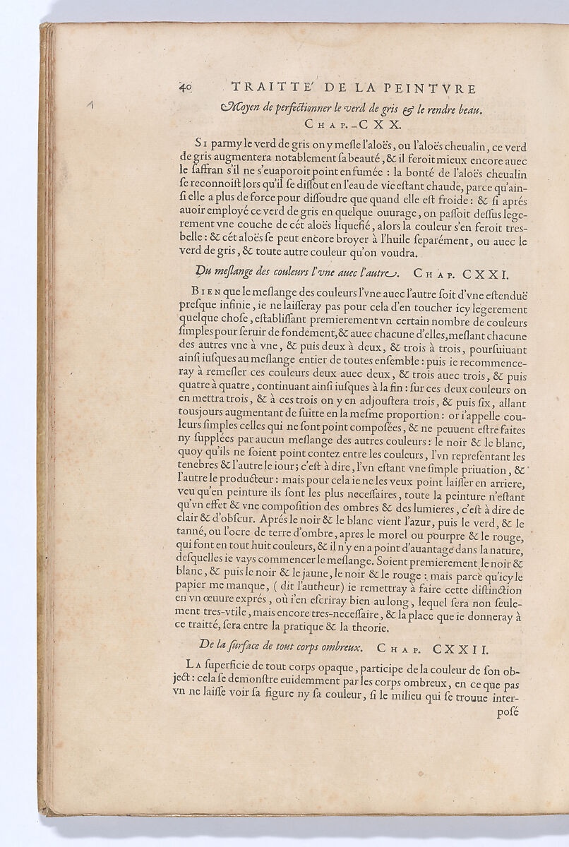 Traitté de la Peinture, Written by Leonardo da Vinci (Italian, Vinci 1452–1519 Amboise), Printed book