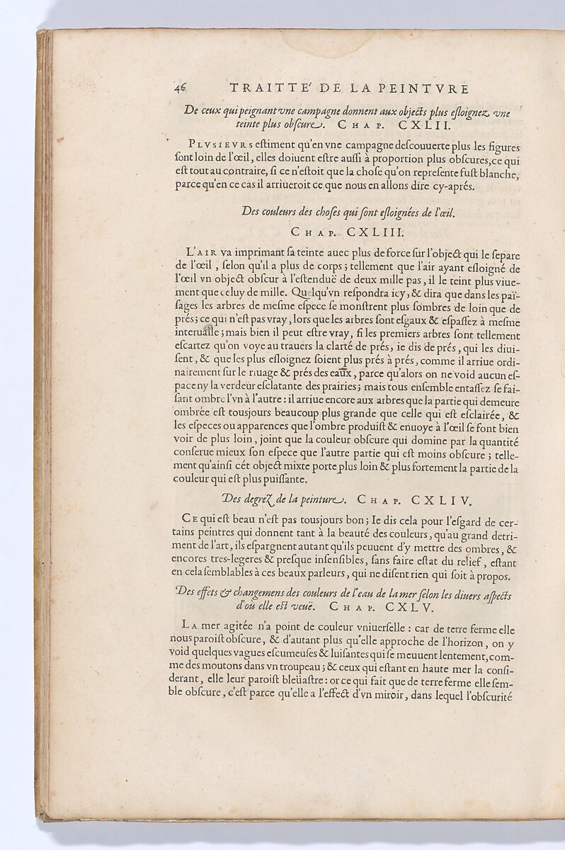 Traitté de la Peinture, Written by Leonardo da Vinci (Italian, Vinci 1452–1519 Amboise), Printed book