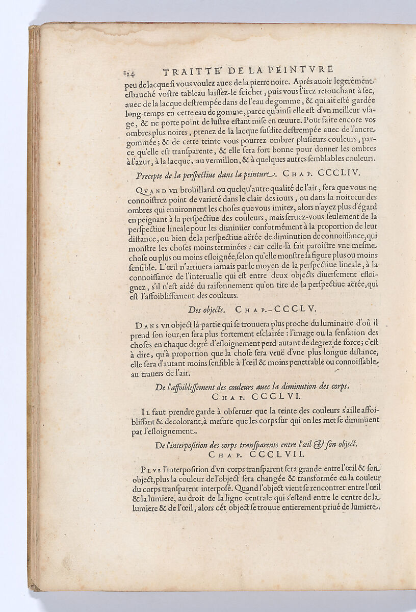 Traitté de la Peinture, Written by Leonardo da Vinci (Italian, Vinci 1452–1519 Amboise), Printed book