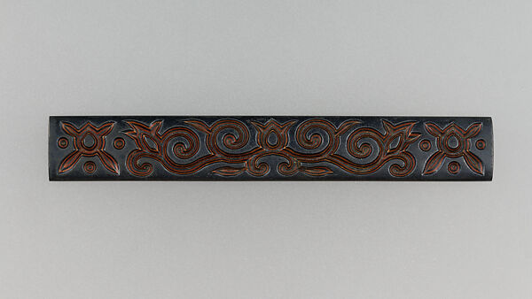 Knife Handle (Kozuka), Copper-gold alloy (shakudō), copper, gold, bimetal laminate (guri bori), Japanese 