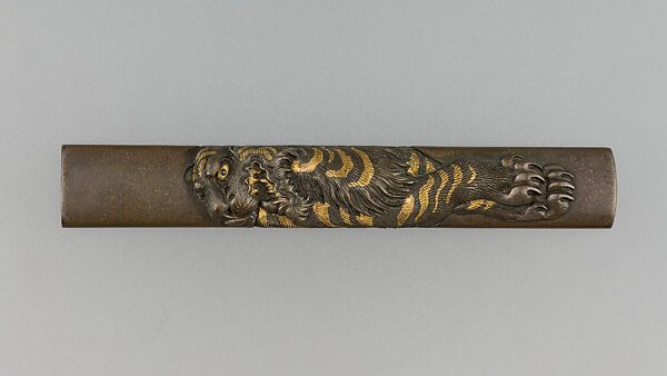 Knife Handle (Kozuka), Copper-silver alloy (shibuichi), gold, copper-gold alloy (shakudō), Japanese 