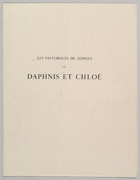Proof of front matter, from "Daphnis et Chloe" by Longus, Pierre Bonnard (French, Fontenay-aux-Roses 1867–1947 Le Cannet), Lithograph