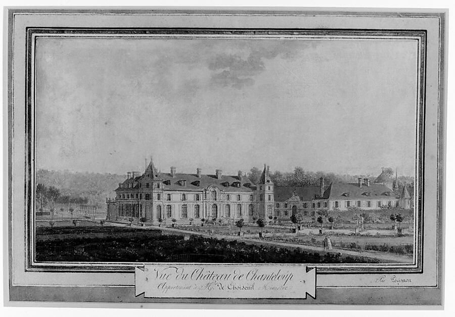 View of a Château, Attributed to Nicolas Pérignon the Elder (French, Nancy 1726–1782 Paris), Black chalk, pen and brown ink, pen and gray ink, gouache