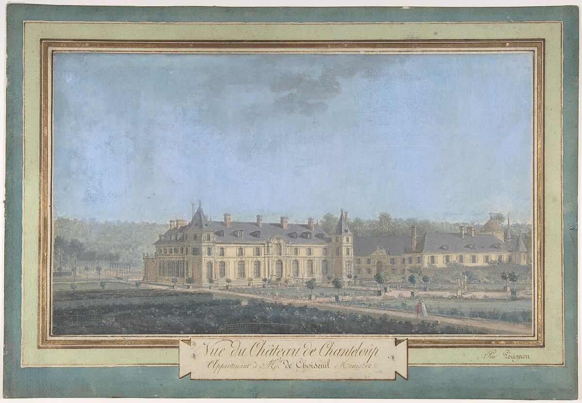 View of a Château, Attributed to Nicolas Pérignon the Elder (French, Nancy 1726–1782 Paris), Black chalk, pen and brown ink, pen and gray ink, gouache 