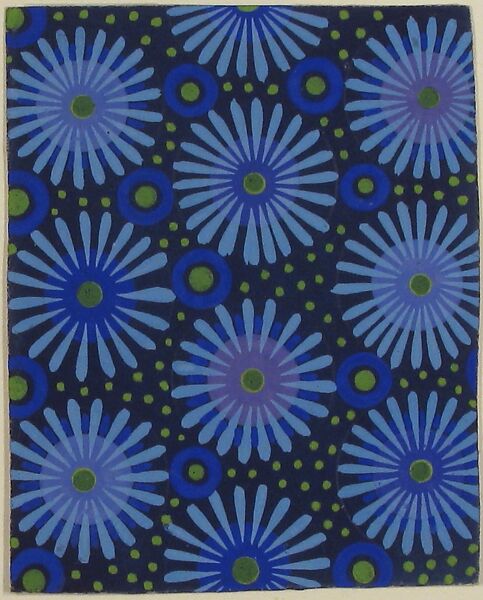 Fabric Design with Flowers, Circles, and Dots, Attributed to Paul Poiret (French, Paris 1879–1944 Paris), Gouache and stencil over graphite