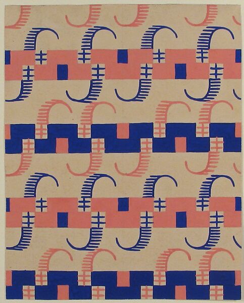 Fabric Design with Stripes, Attributed to Paul Poiret (French, Paris 1879–1944 Paris), Gouache and stencil over graphite