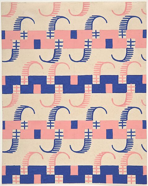 Fabric Design with Stripes, Attributed to Paul Poiret (French, Paris 1879–1944 Paris), Gouache and stencil over graphite 