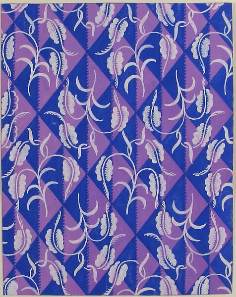 Fabric Design with Diamond Pattern, Attributed to Paul Poiret (French, Paris 1879–1944 Paris), Gouache and stencil over graphite
