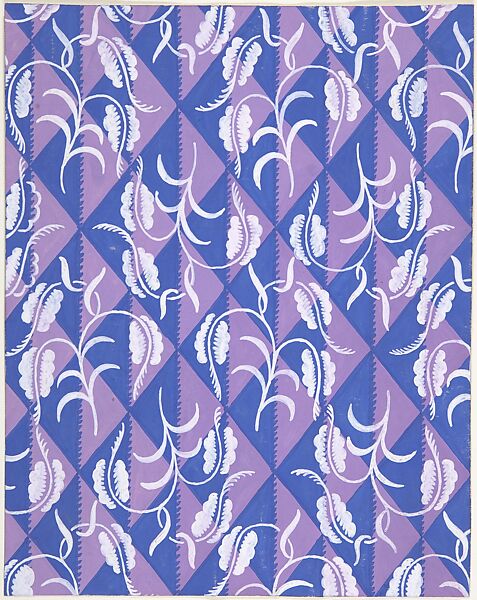 Fabric Design with Diamond Pattern, Attributed to Paul Poiret (French, Paris 1879–1944 Paris), Gouache and stencil over graphite 