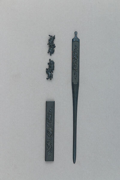 Set of Sword Fittings (Mitokoromono), Copper-gold alloy (shakudō), Japanese 