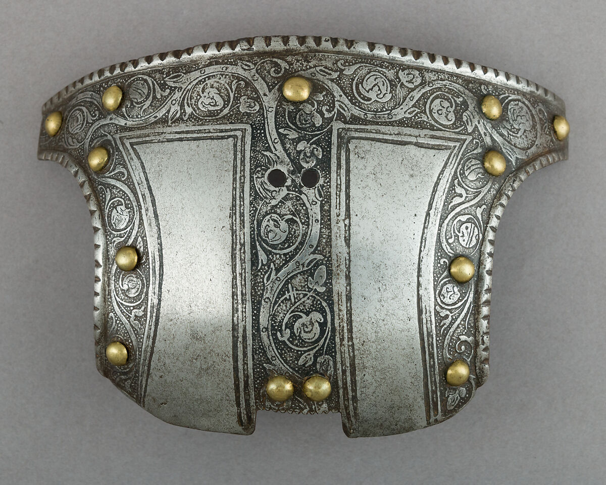 Top Half of a Shaffron (Horse's Head Defense), Steel, brass, German 